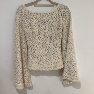 Cream Elizabeth and James Lace Long Sleeve Top